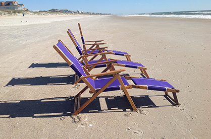 Oak Beach Chair W Footrest